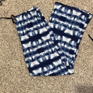 Hello Mello Blue & White Tie-Dye Lounge Pants Size L/XL Super Soft Stretch